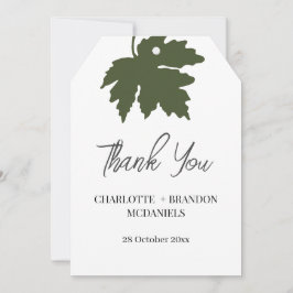 Oliv grönt höstkarta Löv Bröllop Tack
