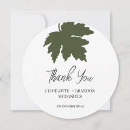 Oliv grönt höstkarta Löv Bröllop Tack