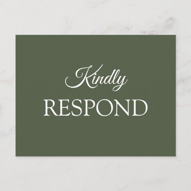 Oliv grönt inbjudan till Bröllop OSA (Framsida)