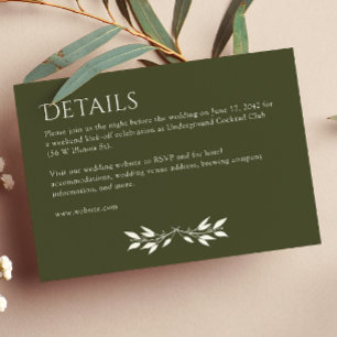 Oliv grönt information om minimalistisk monogram s tilläggskort