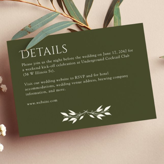 Oliv grönt information om minimalistisk monogram s tilläggskort (Skapare uppladdad)