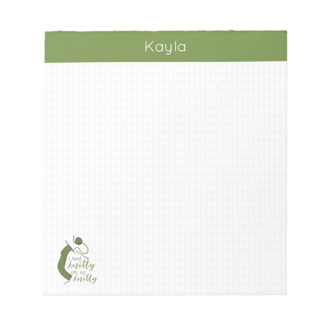 Oliv grönt jag känner Knitty, Oh Knitty Anteckningsblock (Framsida)