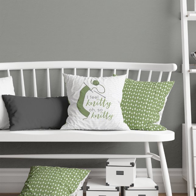 Oliv grönt jag känner Knitty, Oh Knitty Kudde (Skapare uppladdad)