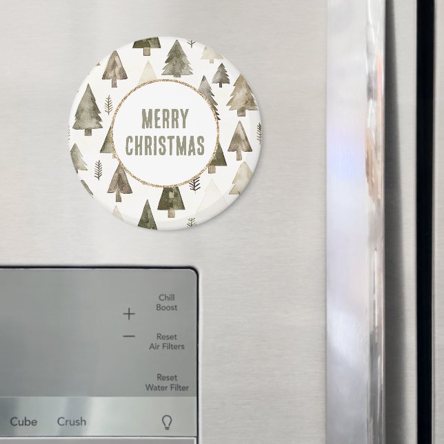 Oliv grönt Julgranar Guld-Glitter-cirkel Magnet (In Situ (Fridge))