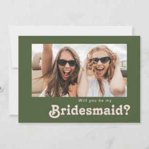 Oliv grönt kort för Retro-Frieri för fotoerbjudand