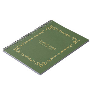 Oliv grönt Linen med Guld Ram-accent Anteckningsbok