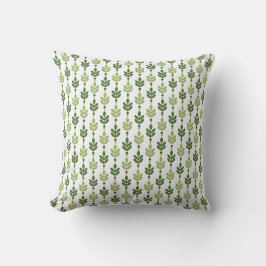 Oliv grönt Löv Mid - Century Tiled Mönster Kudde