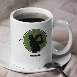 Oliv grönt Manar Golf Silhouette Kaffemugg