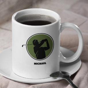 Oliv grönt Manar Golf Silhouette Kaffemugg