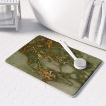 Oliv grönt Marble Faux Gold Foil