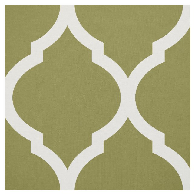 Oliv grönt marockansk Quatrefoil stor  Tyg (Provkarta)