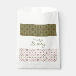 Oliv grönt med Burgundy Mönster