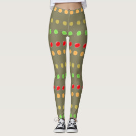oliv grönt med polka-punkter leggings