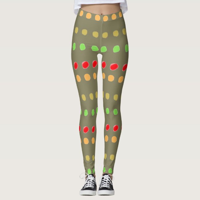 oliv grönt med polka-punkter leggings (Framsida)