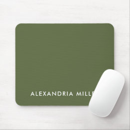 Oliv grönt minimalistiskt monogram musmatta