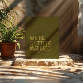 Oliv grönt modern - fet handskriven typografi vykort