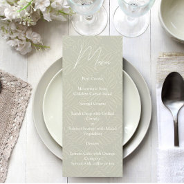 Oliv grönt Modern Minimalist Bröllop Menu Meny