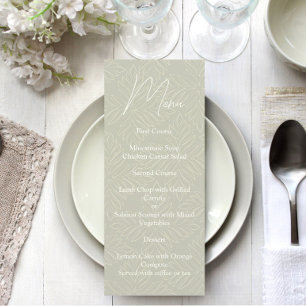 Oliv grönt Modern Minimalist Bröllop Menu Meny