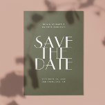 Oliv grönt, modern, minimalistisk QR-kod bröllop Spara Datumet<br><div class="desc">Sommarskogar,  modern enkel typografi,  minimalistisk bröllop spara datum med foto   QR-kod på baksidan i skuggor av mörkens oliv grönt och sage grönt färg. Kontakta mig om du behöver fler artiklar.</div>