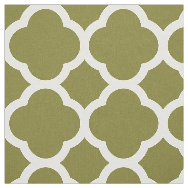 Oliv grönt modern  Quatrefoil Tyg (Provkarta)