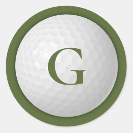 Oliv grönt Monogram Golf Boll Runt Klistermärke