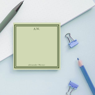 Oliv grönt monogrammad post-it block