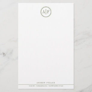 Oliv grönt Monogrammed brevpapper för klassiker