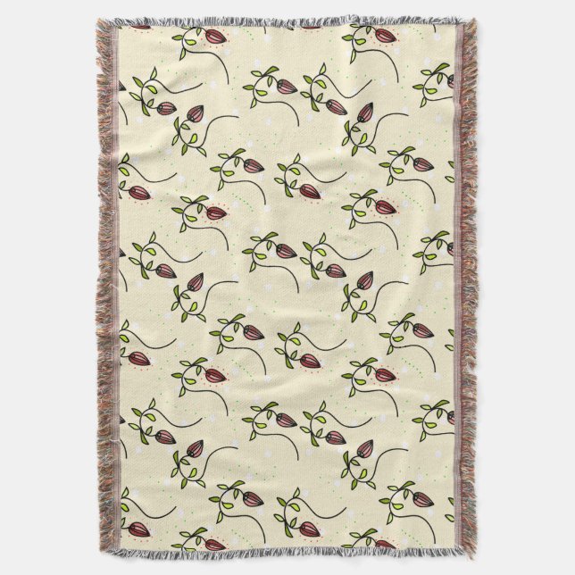 Oliv grönt mönster filt (Framsidan Vertikal)