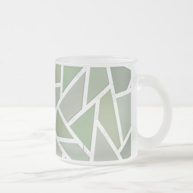 Oliv grönt mosaik mönster frostad glasmugg (Höger)