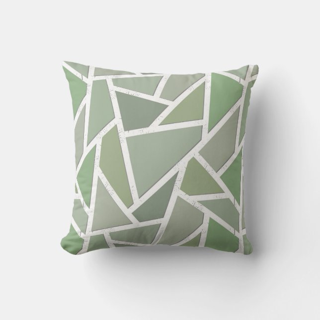 Oliv grönt mosaik mönster kudde (Framsida)