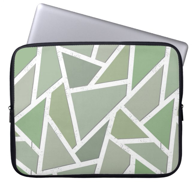 Oliv grönt mosaik mönster laptop fodral (Framsidan)