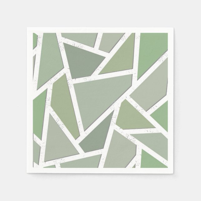 Oliv grönt mosaik mönster pappersservett (Framsidan)