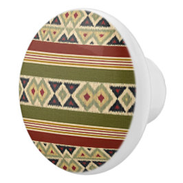 Oliv grönt Mustard Ochre Gult Tribal Ikat Art Knopp