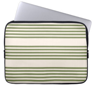 Oliv grönt och beige fem rand mönster laptop fodral