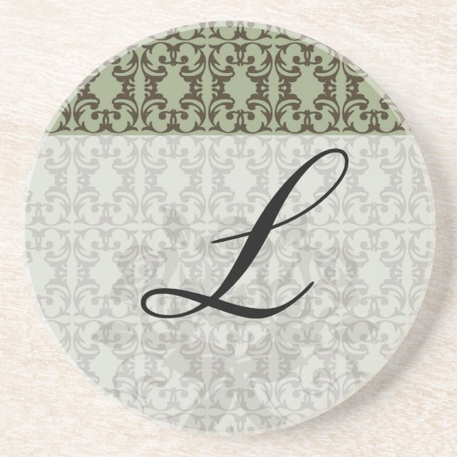 oliv grönt och brunt modersmjölkmönster underlägg sandsten (Framsidan)