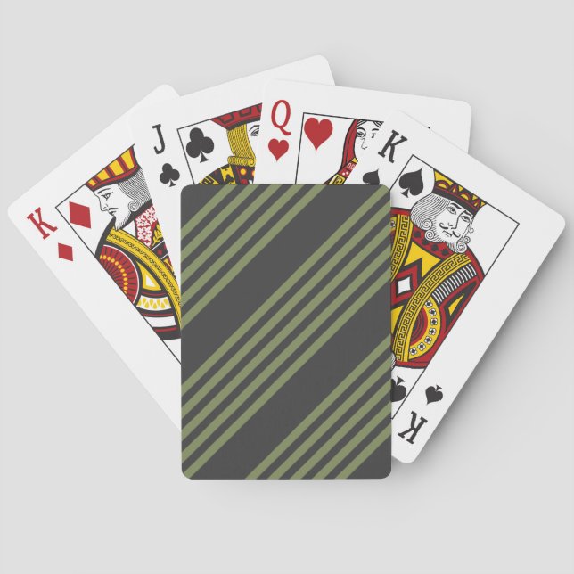 Oliv grönt och kol fem rand mönster casinokort (Baksidan)
