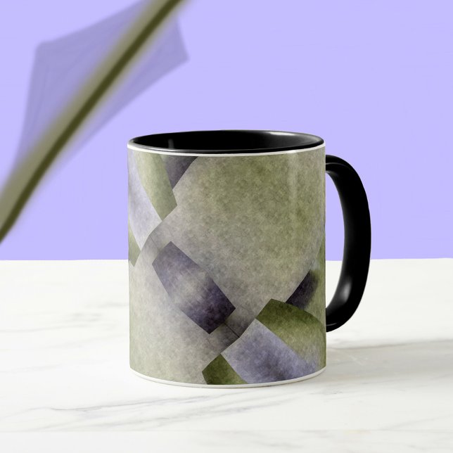 Oliv grönt och Lila Art Deco Abstrakt Mugg (Skapare uppladdad)