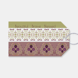 Oliv grönt och Lila Presentetikett