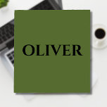 Oliv grönt och minimalistiska Svarta Namn Anteckningsblock<br><div class="desc">Oliv grönt bakgrund och svart Snyggt,  minimalistisk Personlig Namn. Du kan också ta bort anpassningen och njuta av eleganten och den minsta utformningen.</div>