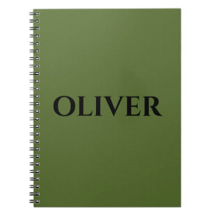 Oliv grönt och minimalistiska Svarta Namn Anteckningsbok
