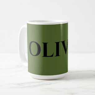 Oliv grönt och minimalistiska Svarta Namn Kaffemugg