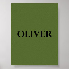Oliv grönt och minimalistiska Svarta Namn Poster