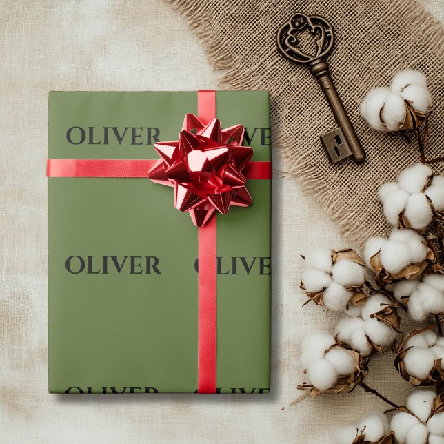 Oliv grönt och minimalistiska Svarta Namn Presentpapper (Skapare uppladdad)