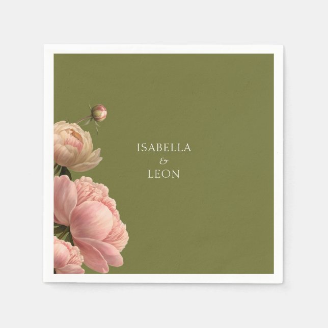 Oliv grönt och Ro Bröllop Bröllop Pappersservett (Framsidan)