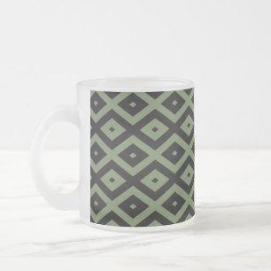 Oliv grönt och svart diamant mönster frostad glasmugg