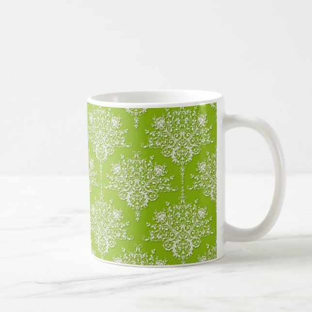 Oliv grönt och vit skugga kaffemugg (Höger)
