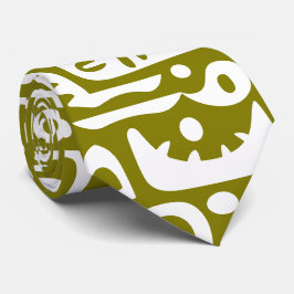 oliv grönt och vita doodlar 4 av 7 slips