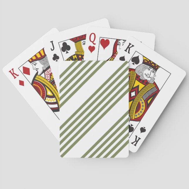 Oliv grönt och vita fem rand mönster casinokort (Baksidan)