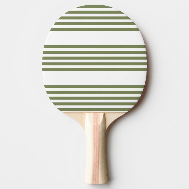 Oliv grönt och vita fem rand mönster pingisracket (Framsidan)