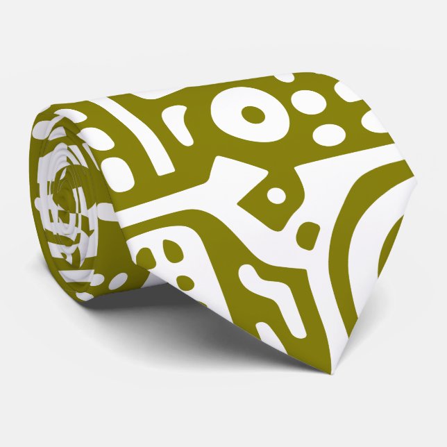 oliv grönt och vita luder på 7 slips (Rullad)